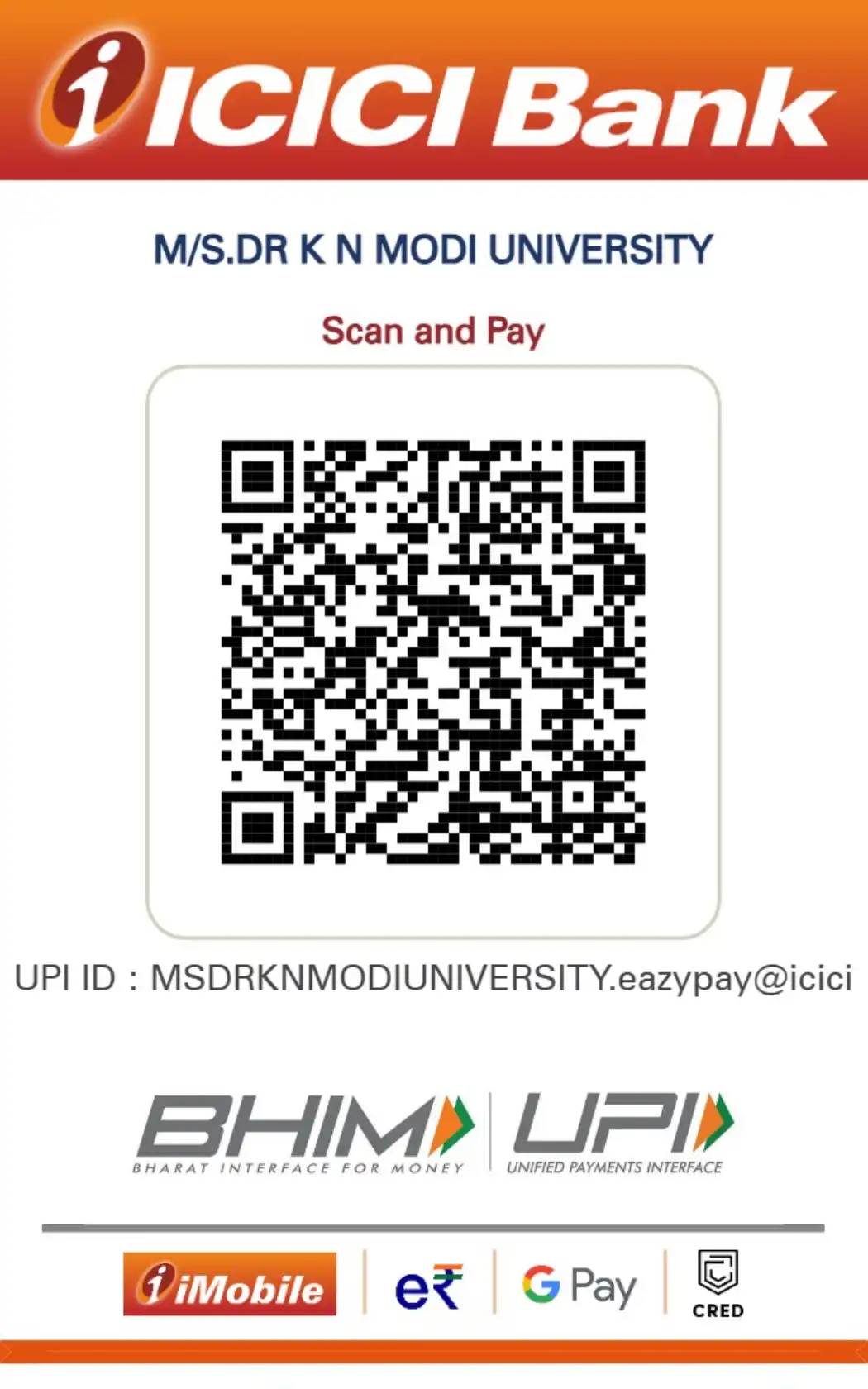 QR Code for Fee Payment